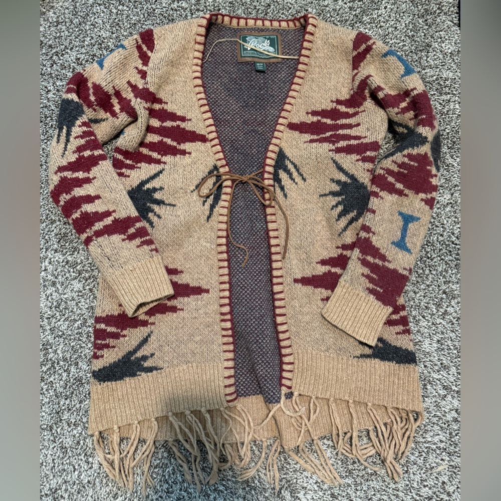 Roots wool blend cardigan - super unique! Size xs